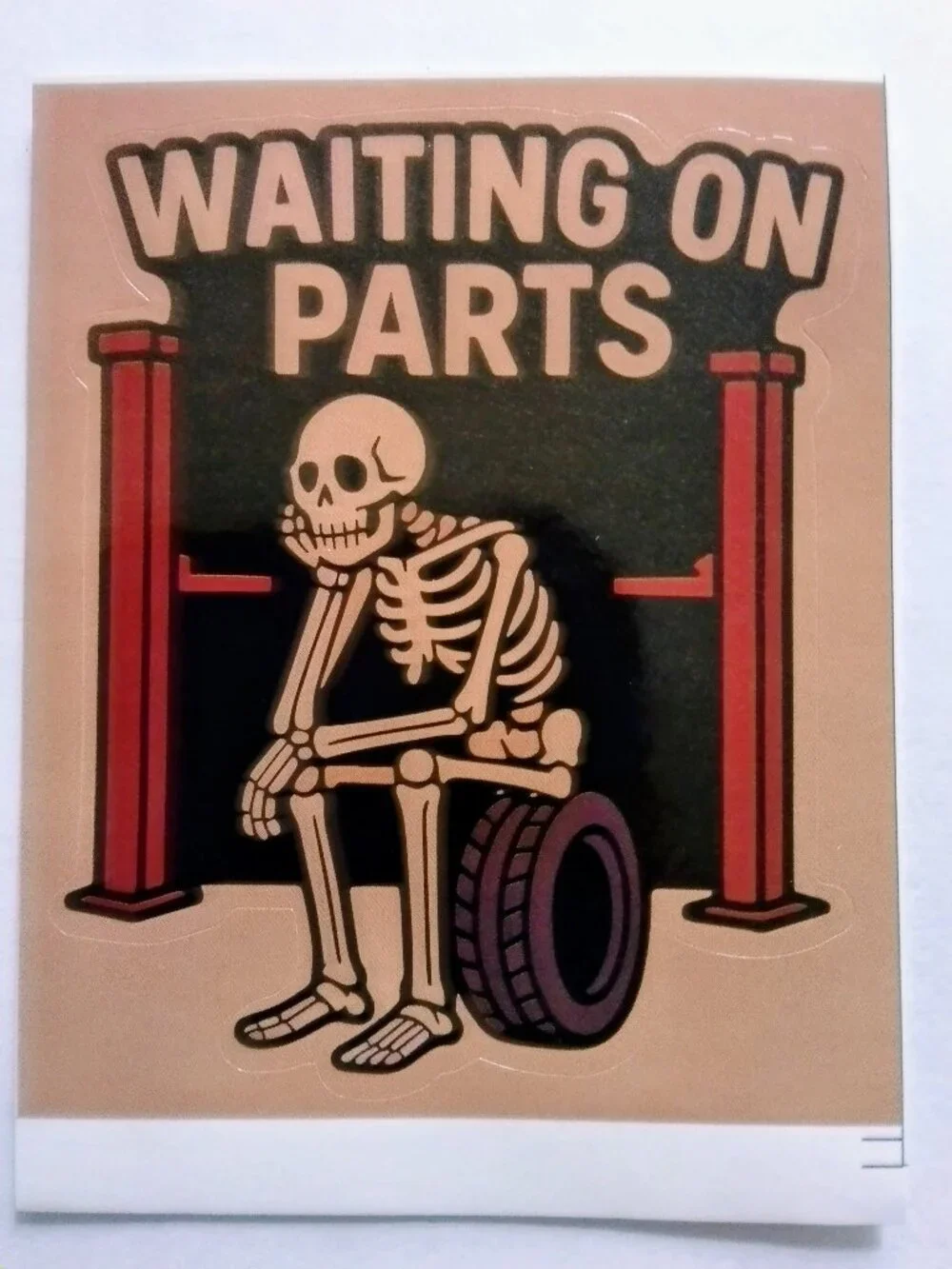 3-inch x 2.75-inch Sticker Waiting on Parts Decal